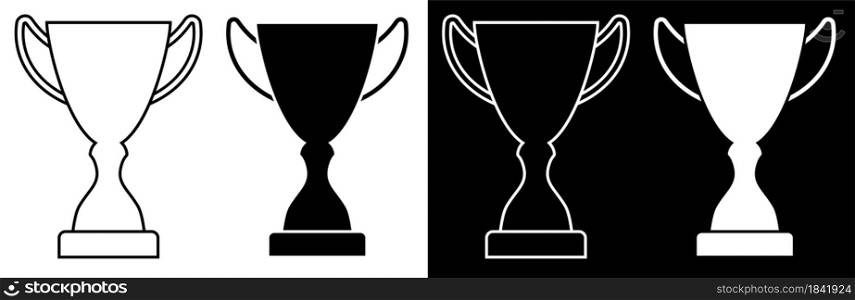 Icon. Prize sports cup for participation in sports competitions. Award to winner of tournament. Vector