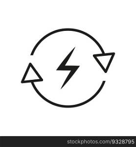 icon recharge. circular arrow symbol with lightning symbol. battery charging, power bank, electrical power indicator. Vector illustration. Stock image. EPS 10.. icon recharge. circular arrow symbol with lightning symbol. battery charging, power bank, electrical power indicator. Vector illustration. Stock image.