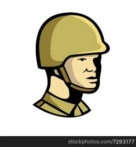 Icon retro style illustration of a Chinese communist soldier or military officer personnel looking to side on isolated background.. Chinese Communist Soldier Icon