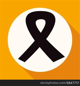Icon Ribbon on white circle with a long shadow