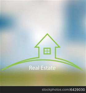 Icon sale of real estate on a blurred background. Logo for your design.