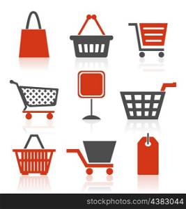 Icon sale. Set of icons on a theme sale and shop. A vector illustration