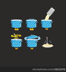 Icon set cooking pasta recipe. Vector illustration&#xA;