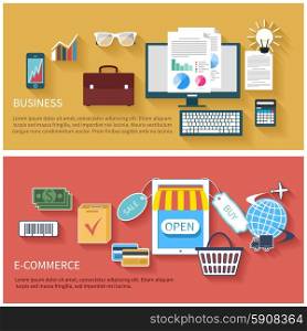 Icon set in flat design of business concepts start up, e-commerce, mobile payment
