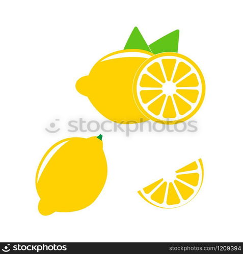 Icon set lemon, vector illustration on white background. the whole fruit and cut into pieces. citrus. - Vector illustration. Icon set lemon, vector illustration on white background. the whole fruit and cut into pieces. citrus. - Vector