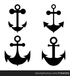 Icon set of anchors, Vector illustration.Silhouette of anchors. Icon set of anchors