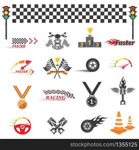 icon set of automotive racing sport vector illlustration design template
