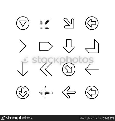 Icon set of directional arrows
