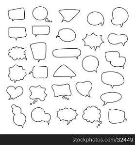 Icon set of empty speech bubbles, think clouds. Collection of comics talk balloon symbols. Vector illustration