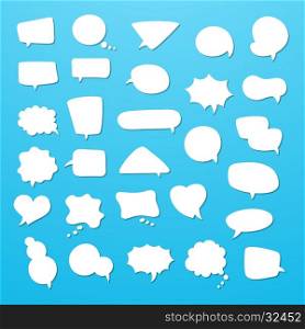 Icon set of empty speech bubbles, think clouds. Collection of comics talk balloon symbols. Vector illustration