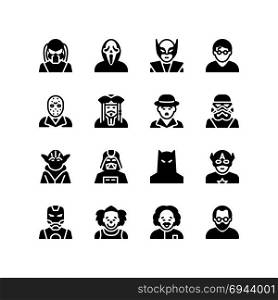 Icon set of fictional characters and public figures