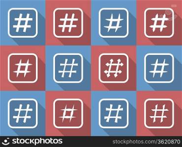 Icon Set of hashtags. Hashtag Symbols