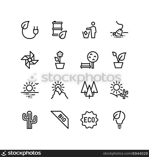 Icon set of nature and clean environment