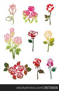 Icon set of Roses