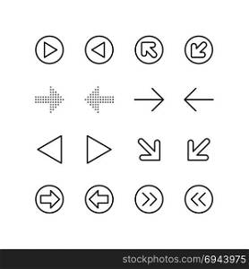 Icon set of sixteen mixed arrows