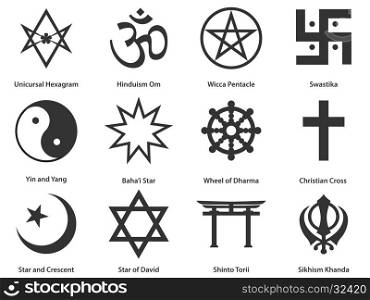 Icon set of world Religious symbols. Icon set of world Religious symbols. Vector illustration