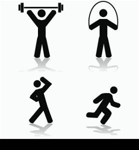 Icon set showing a person doing different types of exercise