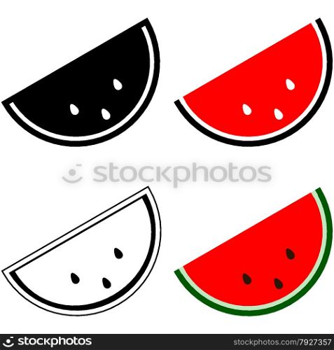 Icon set showing different representations of a slice of watermelon