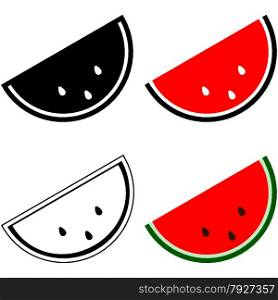 Icon set showing different representations of a slice of watermelon