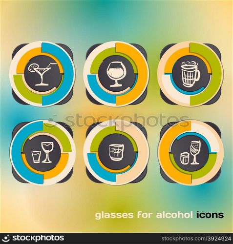 Icon set with glasses for alcohol
