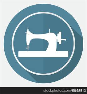 Icon Sewing Machine on white circle with a long shadow