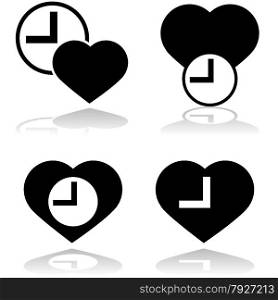 Icon showing a heart and a clock to symbolize heart rate