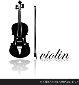 Icon showing a violin combined with the word &rsquo;violin&rsquo; written in cursive mode