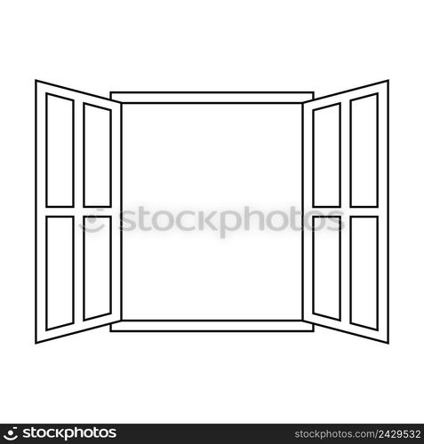 icon sign open window, vector outline open window frame