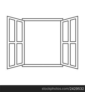 icon sign open window, vector outline open window frame