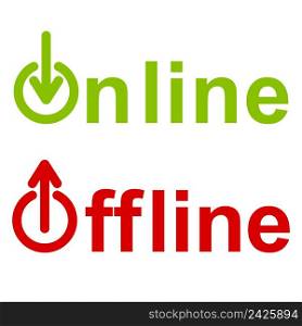 Icon sign service online offline, on, off, vector symbol of activity and passivity of the service giving services online offline