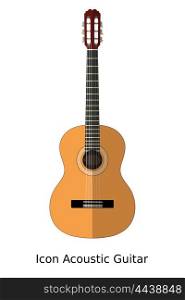 Icon simple acoustic guitar on a white background. Sign of music, musical instrument. Stock &#xA;vector illustration