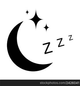 icon sleep sign, sleeping moon with stars, vector symbol sleeping zzz night sleep health sign