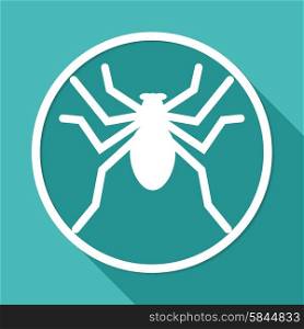 Icon Spider on white circle with a long shadow