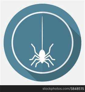 Icon Spider on white circle with a long shadow