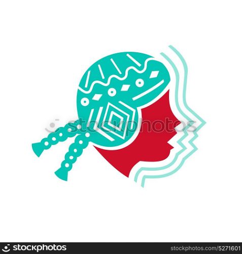 Icon style illustration of Peruvian Girl wearing Hat viewed from Side with echo sound volume sign on isolated background. Peruvian Girl Hat Side Icon