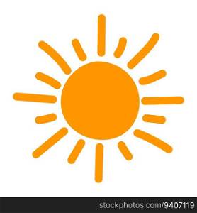 Icon sun vector, summer travel, spring happy fire sun light