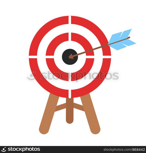 icon target with arrows in flat design, stock vector illustration