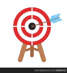 icon target with arrows in flat design, stock vector illustration