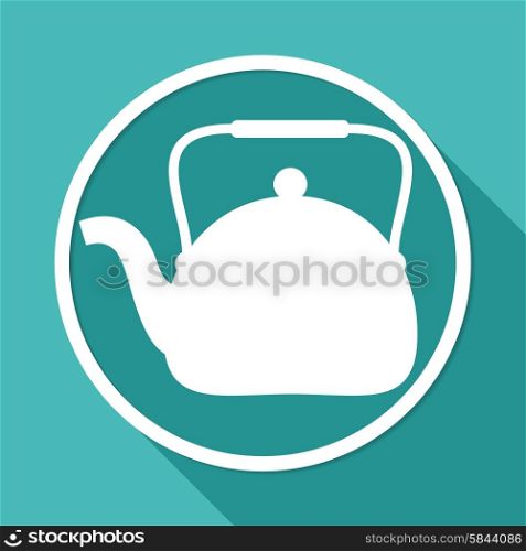 Icon Tea maker on white circle with a long shadow