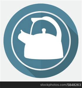 Icon Tea maker on white circle with a long shadow