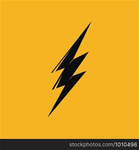 icon thunderbolt symbol sign on yellow background, vector. icon thunderbolt symbol sign on yellow background