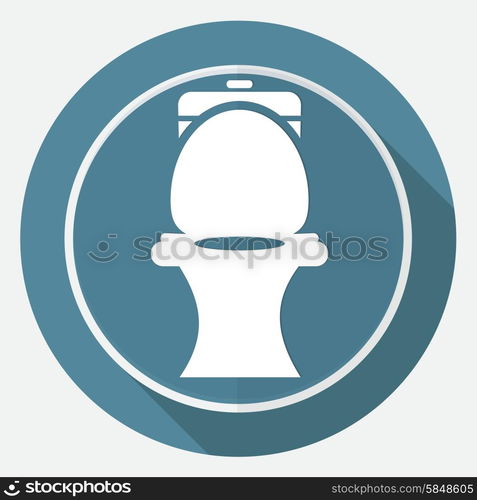 Icon Toilet on white circle with a long shadow