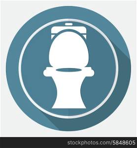 Icon Toilet on white circle with a long shadow