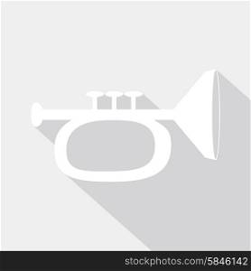 Icon trumpet with a long shadow