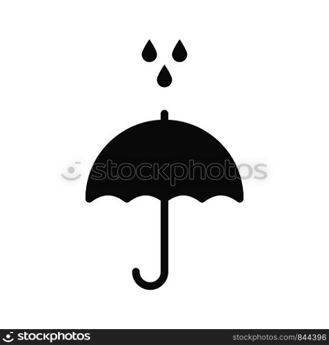 Icon umbrella semple liner style seasonal protect sign of umbrella with drops of water on white background. EPS 10. Icon umbrella semple liner style seasonal protect sign of umbrella with drops of water on white background.