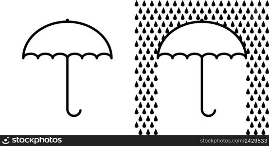 Icon umbrella sign, protection from rain, vector symbol of an open umbrella