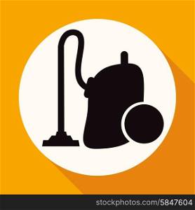 Icon vacuum cleaner on white circle with a long shadow