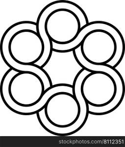 Icon valve logo, interlacing circles, symbol tap, concept torsion tattoo