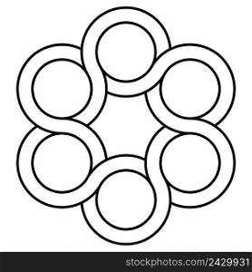 icon valve logo, interlacing circles, vector symbol tap, concept of torsion tattoo