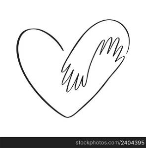 Icon vector hands embracing heart with love logo. Concept idea of donation and help. Stop war in Ukraine. illustration embracing love symbol.. Icon vector hands embracing heart with love logo. Concept idea of donation and help. Stop war in Ukraine. illustration embracing love symbol